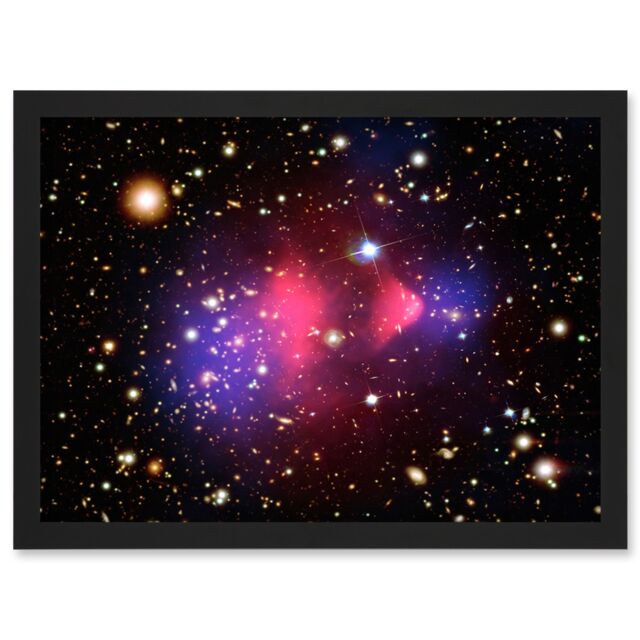 Artery8 Hubble Space Telescope Image Visible-Light X-Ray Composite Image Galaxy Cluster 1E 0657-556 Created Dark Matter Clumps Blue & Pink Gas - image 1