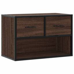 Berkfield Home TV Cabinet Brown Oak 60x31x39.5 cm Engineered Wood & Metal - thumbnail 3