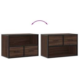 Berkfield Home TV Cabinet Brown Oak 60x31x39.5 cm Engineered Wood & Metal - thumbnail 7