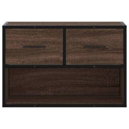 Berkfield Home TV Cabinet Brown Oak 60x31x39.5 cm Engineered Wood & Metal - thumbnail 4