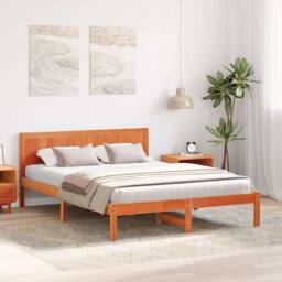 Berkfield Home Modern Wax Brown Pine Wood Bed Frame Wax brown Solid wood 160 x 200 cm - thumbnail 4