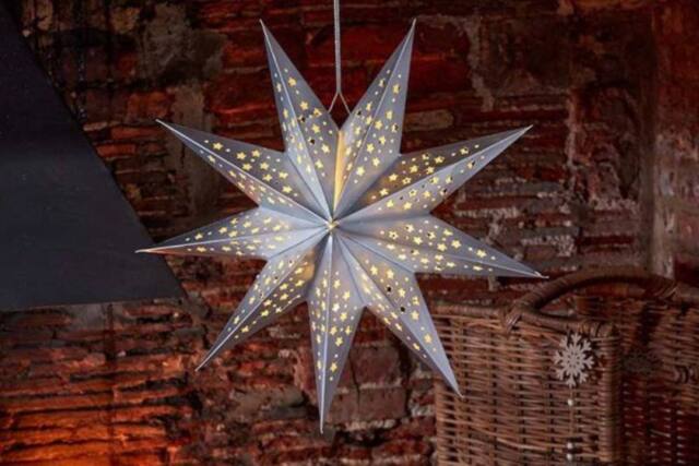 Marco Paul Hanging LED Silver Origami Star Christmas Decoration - Size: 50 cm x 50 cm - image 1