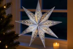 Marco Paul Hanging LED Silver Origami Star Christmas Decoration - Size: 50 cm x 50 cm - thumbnail 4