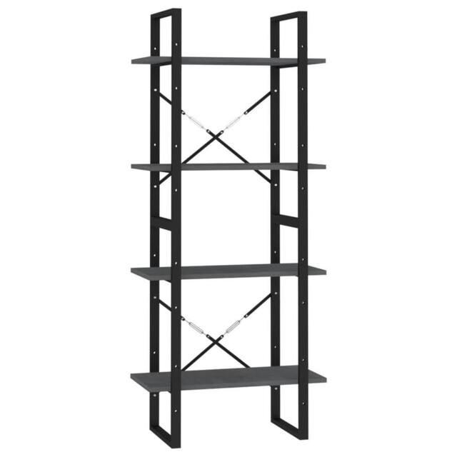 Berkfield Home 4-Tier Book Cabinet Grey 60x30x140 cm Solid Pine Wood - Size: 60 x 30 x 140 cm - image 1