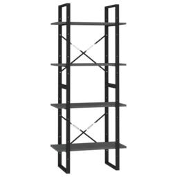 Berkfield Home 4-Tier Book Cabinet Grey 60x30x140 cm Solid Pine Wood - Size: 60 x 30 x 140 cm - thumbnail 1