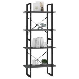 Berkfield Home 4-Tier Book Cabinet Grey 60x30x140 cm Solid Pine Wood - Size: 60 x 30 x 140 cm - thumbnail 4