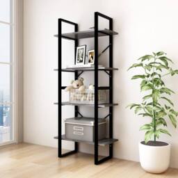 Berkfield Home 4-Tier Book Cabinet Grey 60x30x140 cm Solid Pine Wood - Size: 60 x 30 x 140 cm - thumbnail 2