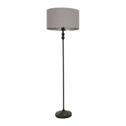 ValueLights Maggie Black Candlestick Floor Lamp with Grey & Metallic Chrome Shade & Bulb - thumbnail 2
