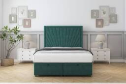 "Comfort Beds Kensington Plush Ottoman Bed Set With 26"" Strutted Headboard in Emerald - Size: Small Single" - thumbnail 1