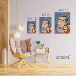 "Artery8 Man Portrait From Interlocking Bodies Kuniyoshi Canvas Wall Art in Blue - Size: W18"" x H24""" - thumbnail 4