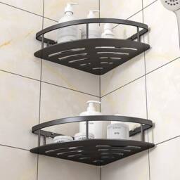 SPETLEK 2PCS Corner Shower Rack Shelf Bathroom Storage in Black - thumbnail 1