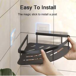 SPETLEK 2PCS Corner Shower Rack Shelf Bathroom Storage in Black - thumbnail 4