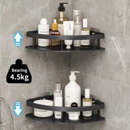 SPETLEK 2PCS Corner Shower Rack Shelf Bathroom Storage in Black - thumbnail 5