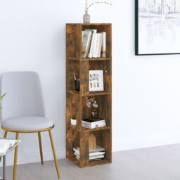 Berkfield Home Corner Cabinet Smoked Oak 33x33x132 cm Engineered Wood in Brown - Size: 33 x 33 x 132 cm - thumbnail 1