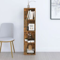 Berkfield Home Corner Cabinet Smoked Oak 33x33x132 cm Engineered Wood in Brown - Size: 33 x 33 x 132 cm - thumbnail 5