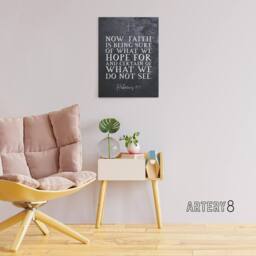 "Artery8 Hebrews 11 1 Faith Is Being Sure Bible Quote Canvas Wall Art Print in Grey - Size: W18"" x H24""" - thumbnail 3