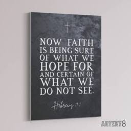 "Artery8 Hebrews 11 1 Faith Is Being Sure Bible Quote Canvas Wall Art Print in Grey - Size: W18"" x H24""" - thumbnail 2