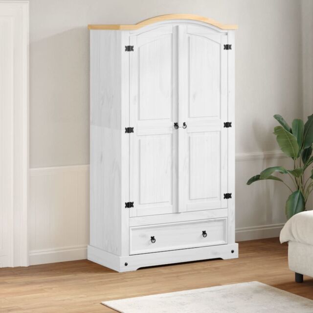 Berkfield Home Wardrobe Corona White 102x52x186 cm Solid Wood Pine - Size: 102 x 52 x 186 cm - image 1