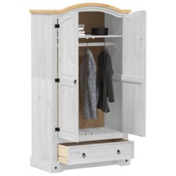 Berkfield Home Wardrobe Corona White 102x52x186 cm Solid Wood Pine - Size: 102 x 52 x 186 cm - thumbnail 3