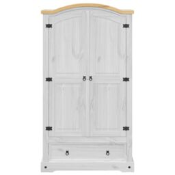Berkfield Home Wardrobe Corona White 102x52x186 cm Solid Wood Pine - Size: 102 x 52 x 186 cm - thumbnail 4