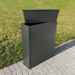 Woven Wood 75cm Long Zinc Galvanised Graphite Black Textured 90cm Tall Trough Planter - thumbnail 4