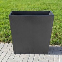 Woven Wood 75cm Long Zinc Galvanised Graphite Black Textured 90cm Tall Trough Planter - thumbnail 5