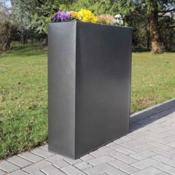 Woven Wood 75cm Long Zinc Galvanised Graphite Black Textured 90cm Tall Trough Planter - thumbnail 7