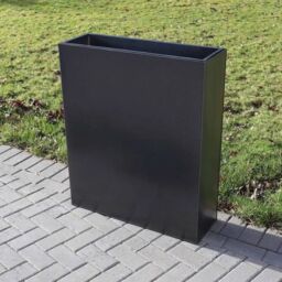 Woven Wood 75cm Long Zinc Galvanised Graphite Black Textured 90cm Tall Trough Planter - thumbnail 2