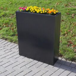 Woven Wood 75cm Long Zinc Galvanised Graphite Black Textured 90cm Tall Trough Planter - thumbnail 3