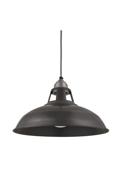 Industville Old Factory Slotted Pendant, 15 Inch, Pewter, Light Pewter Holder in Dark Grey - image 1