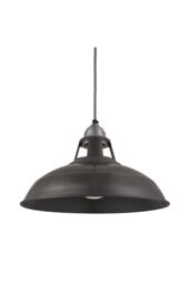 Industville Old Factory Slotted Pendant, 15 Inch, Pewter, Light Pewter Holder in Dark Grey - thumbnail 1