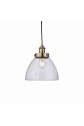 Netlighting Hansen 1 Light Pendant Glass Antique Brass Plate E27 in Gold - thumbnail 1