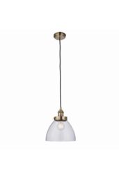 Netlighting Hansen 1 Light Pendant Glass Antique Brass Plate E27 in Gold - thumbnail 6