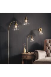 Netlighting Hansen 1 Light Pendant Glass Antique Brass Plate E27 in Gold - thumbnail 5