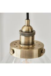 Netlighting Hansen 1 Light Pendant Glass Antique Brass Plate E27 in Gold - thumbnail 3