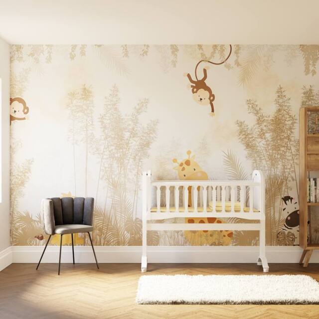 Superfresco Easy Roarsome Natural Print To Order 3m x 2.8m Mural in Beige - image 1
