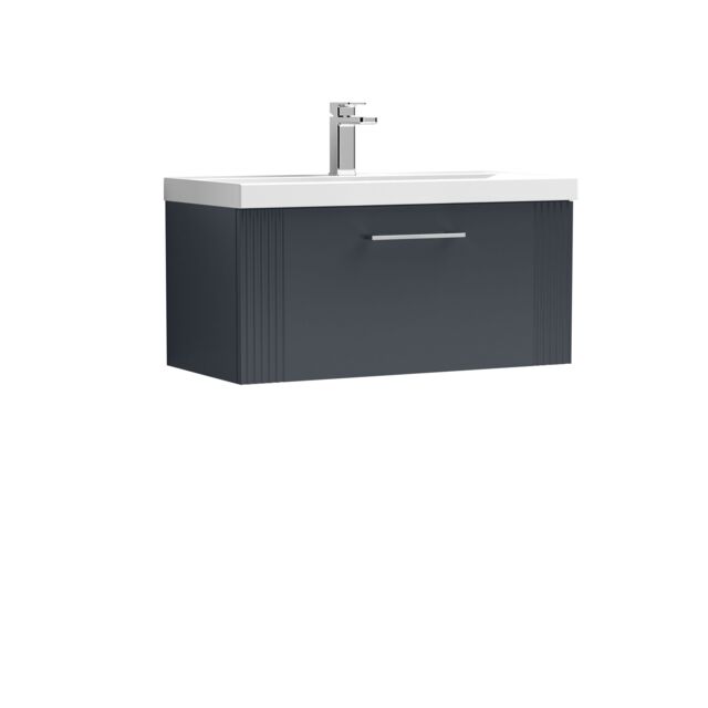 Balterley Wall Hung 1 Drawer Vanity Unit - Mid-Edge Basin 800mm, Satin Dark Grey - image 1