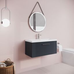 Balterley Wall Hung 1 Drawer Vanity Unit - Mid-Edge Basin 800mm, Satin Dark Grey - thumbnail 4