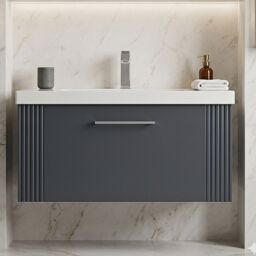 Balterley Wall Hung 1 Drawer Vanity Unit - Mid-Edge Basin 800mm, Satin Dark Grey - thumbnail 9