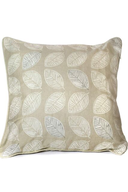 Fusion 'Delft' Hand Drawn Leaf Print Filled 100% Cotton Cushion in Natural - Size: 43 cm x 43 cm - image 1
