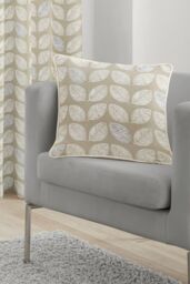 Fusion 'Delft' Hand Drawn Leaf Print Filled 100% Cotton Cushion in Natural - Size: 43 cm x 43 cm - thumbnail 2