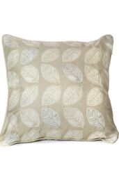 Fusion 'Delft' Hand Drawn Leaf Print Filled 100% Cotton Cushion in Natural - Size: 43 cm x 43 cm