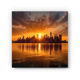 "Warren Reed - Designer Sunrise In The City Canvas - Size: W16"" x H16""" - thumbnail 2