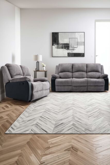 More4Homes Postana Manual Recliner Bonded Leather 2+3 Seater Sofa Set in Grey - image 1