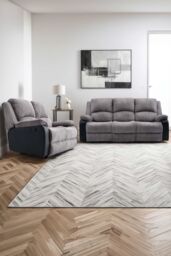 More4Homes Postana Manual Recliner Bonded Leather 2+3 Seater Sofa Set in Grey - thumbnail 1