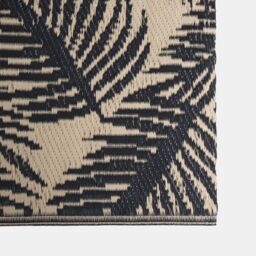 OHS Leaf Outdoor Rug Tropical Garden Area Mat Waterproof Patio Deck in Black - Size: 120 cm x 170 cm - thumbnail 2