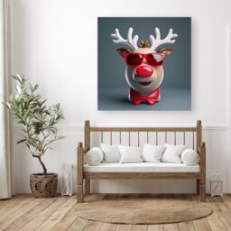 "Warren Reed - Designer Rudolph In Red Glasses Canvas - Size: W30"" x H30""" - thumbnail 1