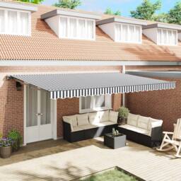 Berkfield Home Retractable Awning Manual Anthracite & White 500x300 cm - thumbnail 1