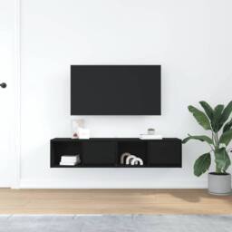 Berkfield Home TV Cabinets 2 pcs Black Oak 60x31x25.5 cm Engineered Wood - thumbnail 1