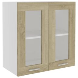 Berkfield Home Hanging Glass Cabinet Sonoma Oak 60x31x60 cm Engineered Wood in Brown - Size: 60 x 31 x 60 cm - thumbnail 2
